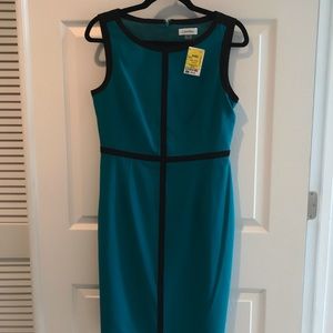Calvin Klein Dress, teal with black trim